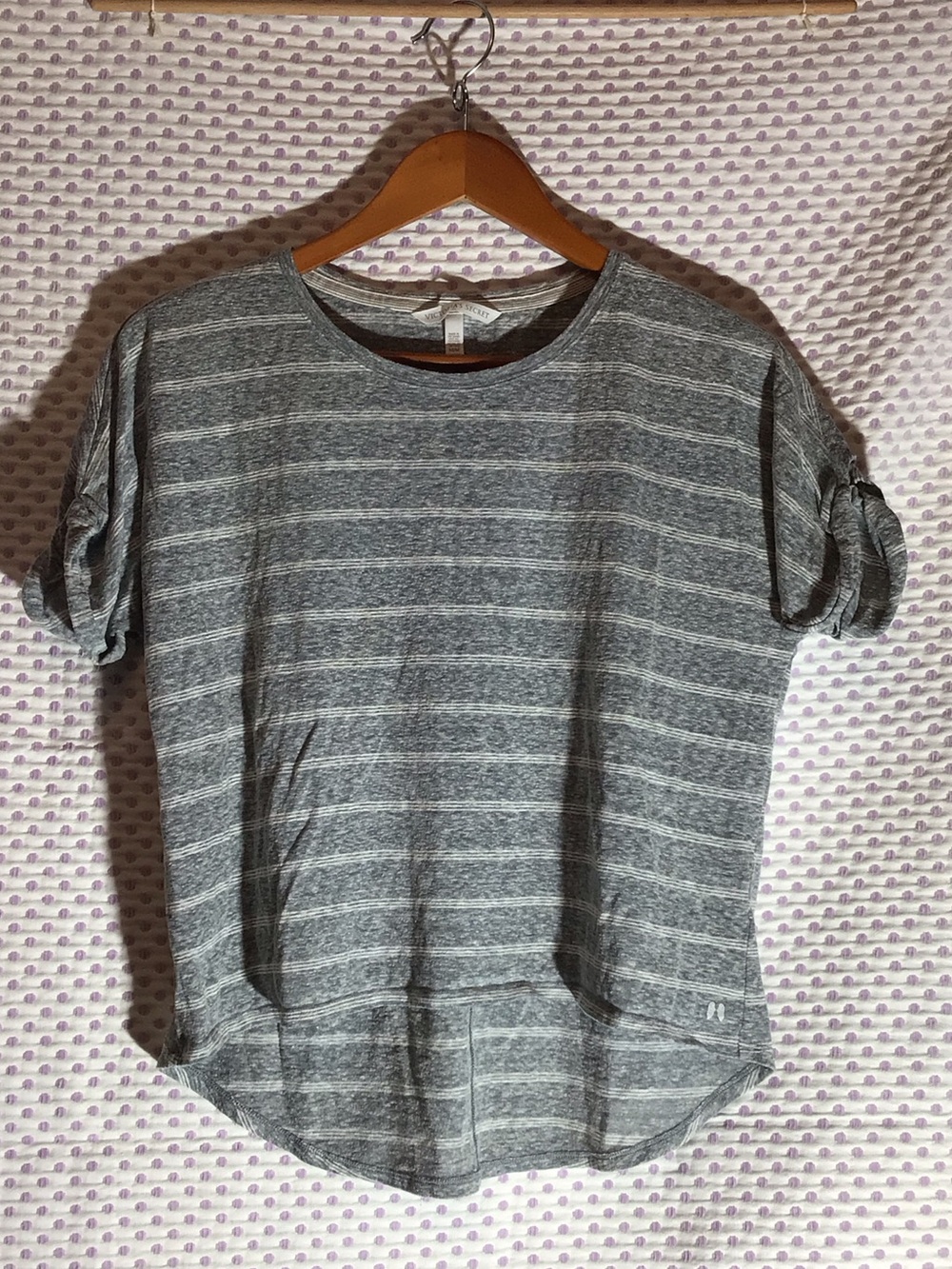 Victoria's Secret Gray Striped Short Sleeve Tee